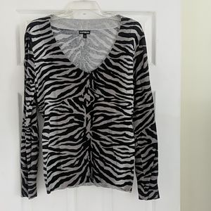 Express animal print v-neck sweater